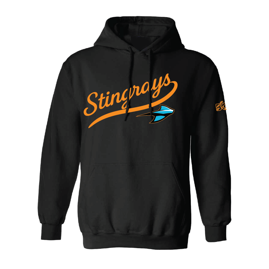 Stingrays Retro Script SUPERSOFT Hoodie (ADULT) Black