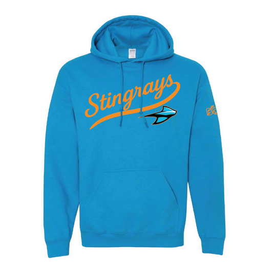 Stingrays Retro  Script Heavy Weight Hoodie (ADULT)