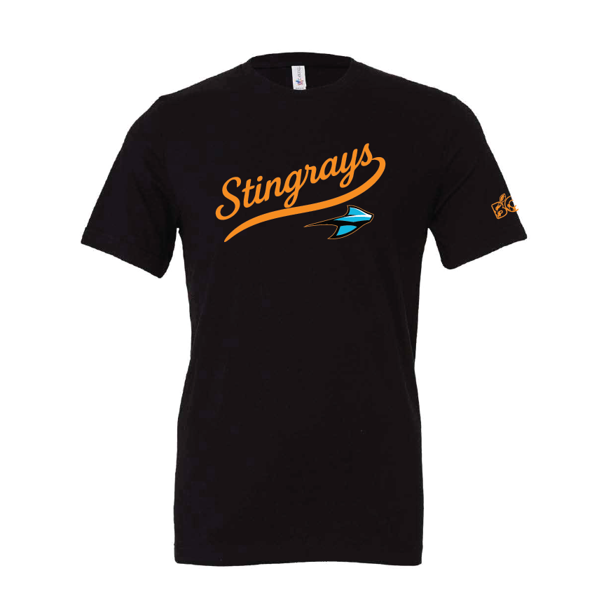Stingrays Retro  Script Tee - Black