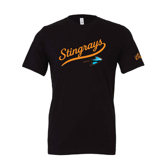 Stingrays Retro  Script Tee - Black