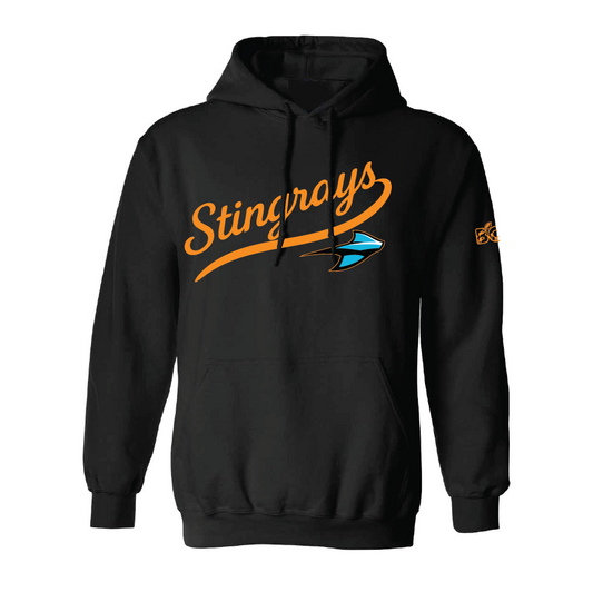 Stingrays Retro  Script SUPERSOFT Hoodie (ADULT) Black